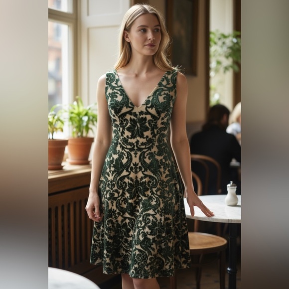 Dress the Population Green Sequin and Beige Maxi Dress - Picture 1 of 7